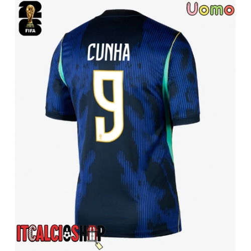 Brasile Matheus Cunha #9 Seconda Maglia Mondiali 2026 Manica Corta